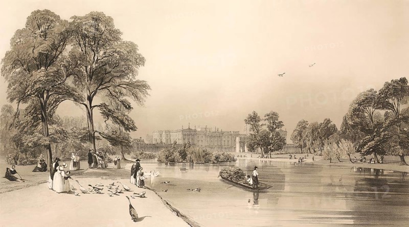 St James's Park, Buckingham Palace, London, England, after Thomas Shotter Boys, 1842