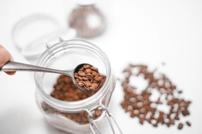 Coffee beans and coffee slice spoons. Shooting Location: Yokohama-city kanagawa prefecture