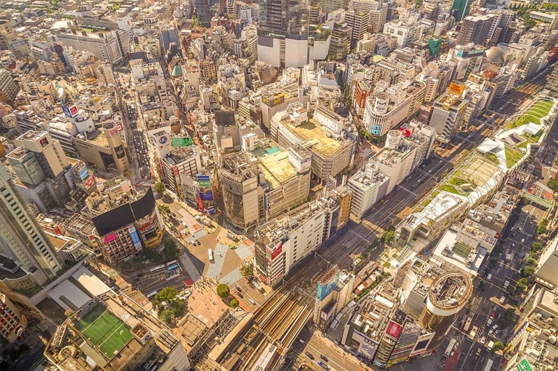 Shibuya scramble intersection (taken from Shibuya Sky). Shooting Location: Tokyo metropolitan area