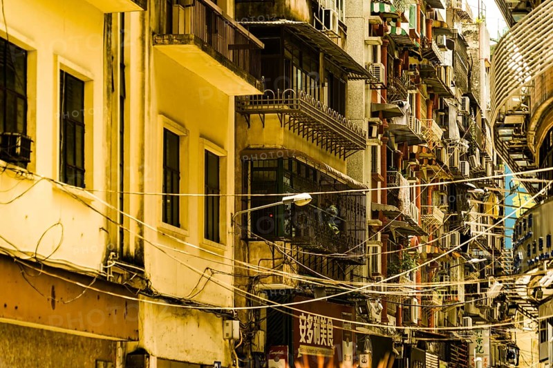 Back of the street of the city of Macau. Shooting Location: Macao Special Administration
