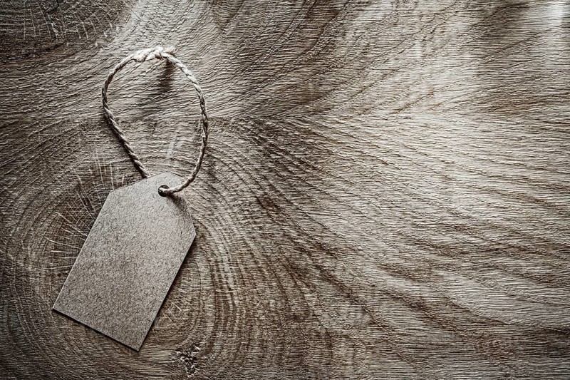 Price tag on wooden board