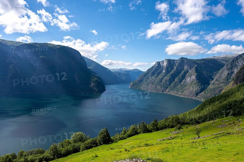 View of the famous Aurlandsfjord in Norway, a UNESCO World Heritage Site