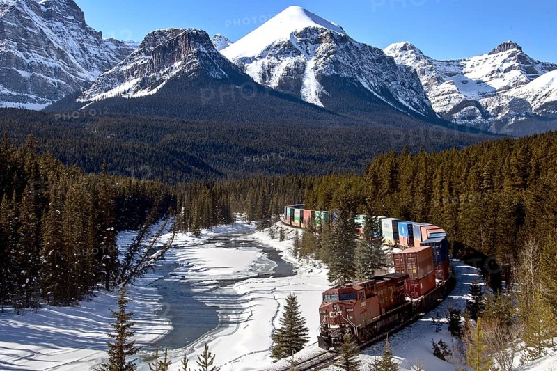 Lake Louise Rocky Mountains Train Tracks Morants Curve Canada