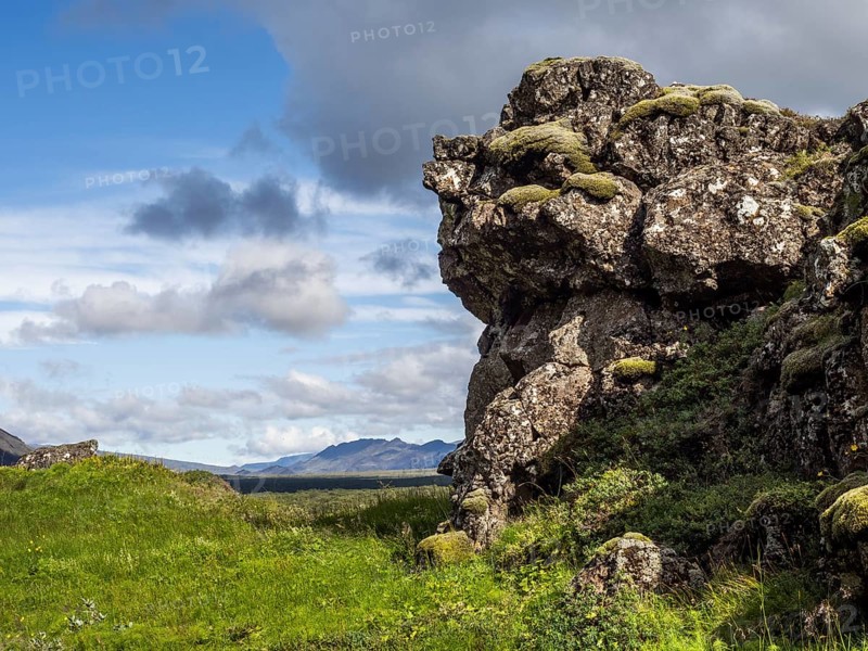 Rock formation in Thingvellir National Park, Iceland, Europe