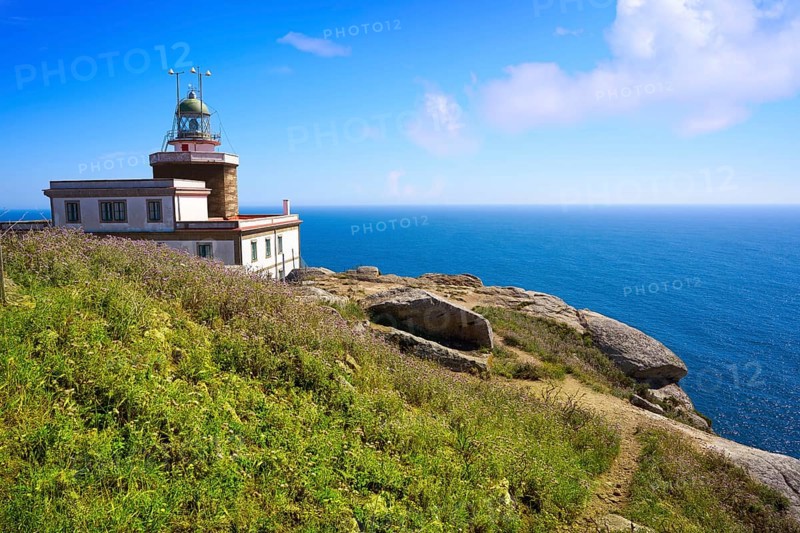 Finisterre lighthouse Fisterra at the end of Saint James way in Galicia Spain