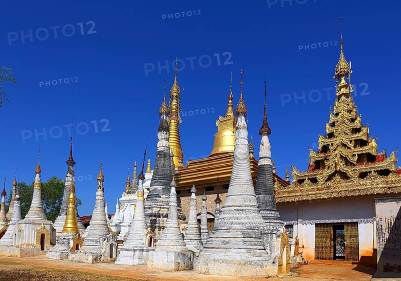 Shwe Inn Thein Paya temple complex near Inle Lake in central Myanmar (Burma)