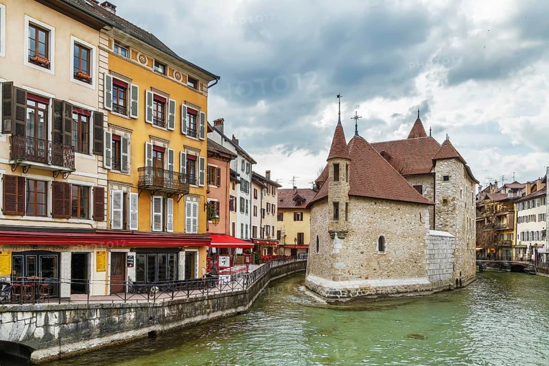Palais de l'Île is an old fortified house dating from the 12th century in Annecy, France, Europe