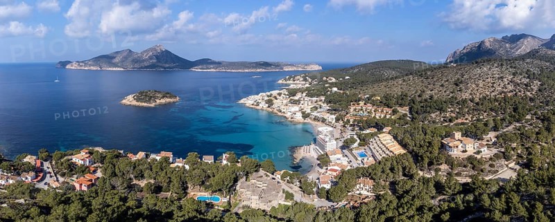 Castell de Sant Elm, Old hospital and defense tower, dating from the 14th century, Sant Elm, andratx coast, Majorca, Balearic Islands, Spain, Europe