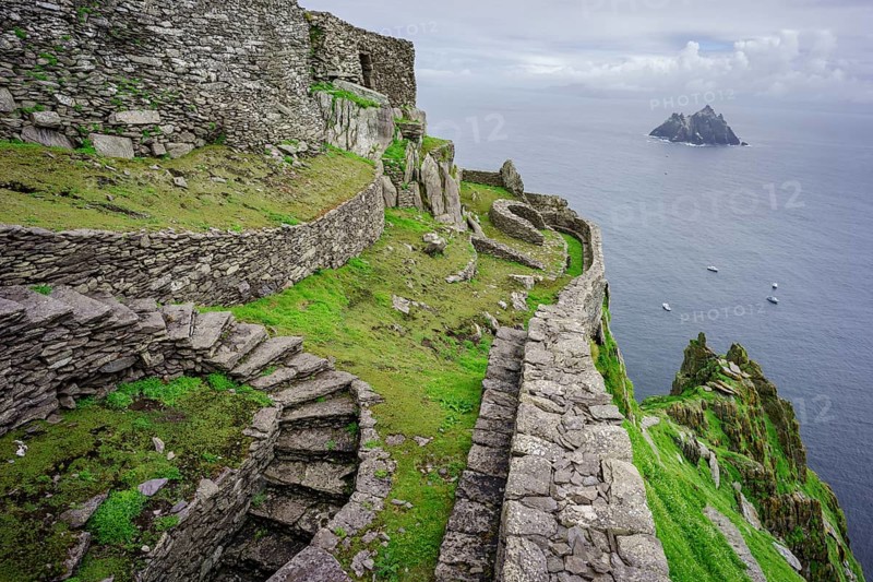 Monastery at the top, Skellig Michael island, Mainistir Fhionáin (St. Fionan?s Monastery), county Kerry, Ireland, United Kingdom, Europe