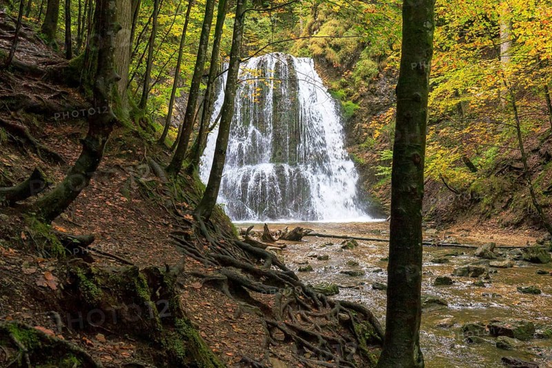 The Hachelbach stream in Josefstal forms this scenic waterfall, landscape