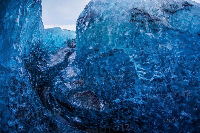 Cave of Iceland ice (Vatnajökull). Shooting Location: Iceland, Reykjavik