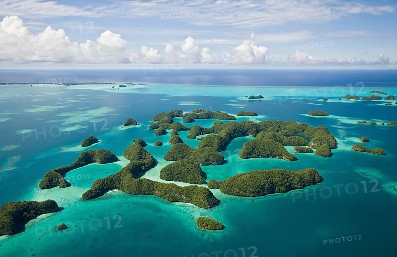 Aerial view of Seventy Islands, Micronesia, Palau, Oceania