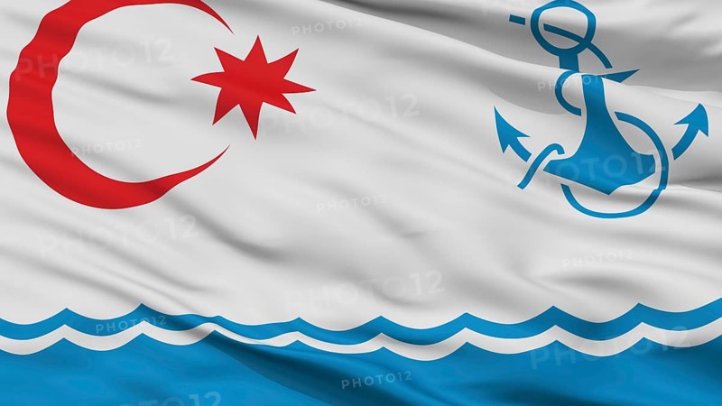 Naval Azerbaijan Flag, Closeup View
