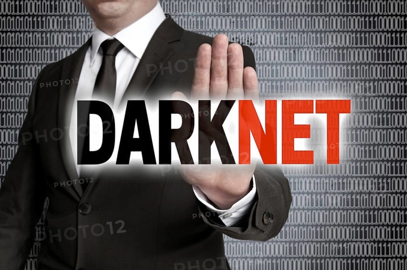 Darknet with matrix is shown by businessman