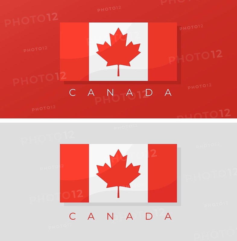 Canada flag isolated on red and white background. Vector illustration