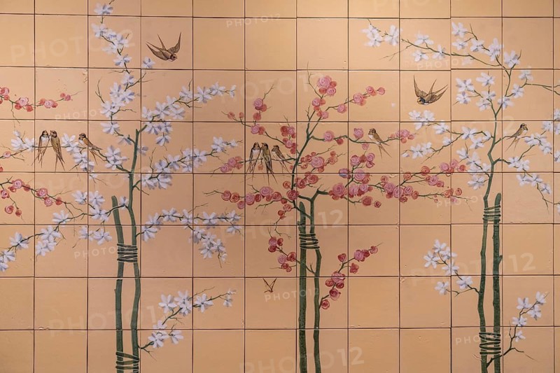 Tile panel, 1902, glazed ceramics, Casa Cetre de Portopi, La Roqueta factory, Museu de Mallorca, Palma, Majorca, Spain, Europe