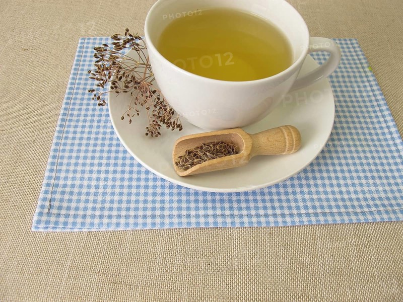A cup of dill tea made from dill seeds, tea made from dill seeds