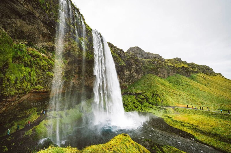 Gljufrafoss, or Gljufrabui, waterfall, a small waterfall hidden on a narrow canyon near the more famous Seljalandsfoss, southern Iceland.