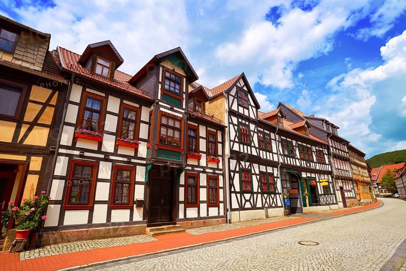 Stolberg facades in Harz mountains of Germany