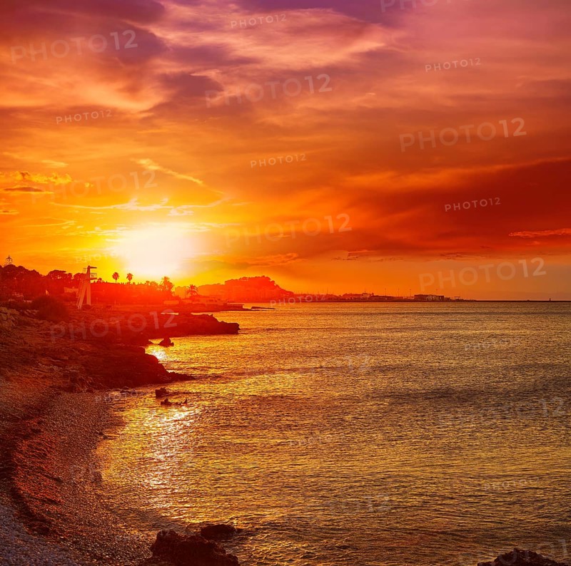 Denia sunset las Rotas in Mediterranean Spain of Alicante