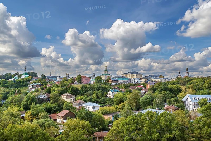 View of Vladimir old town from Pushkin park, Russia, Europe