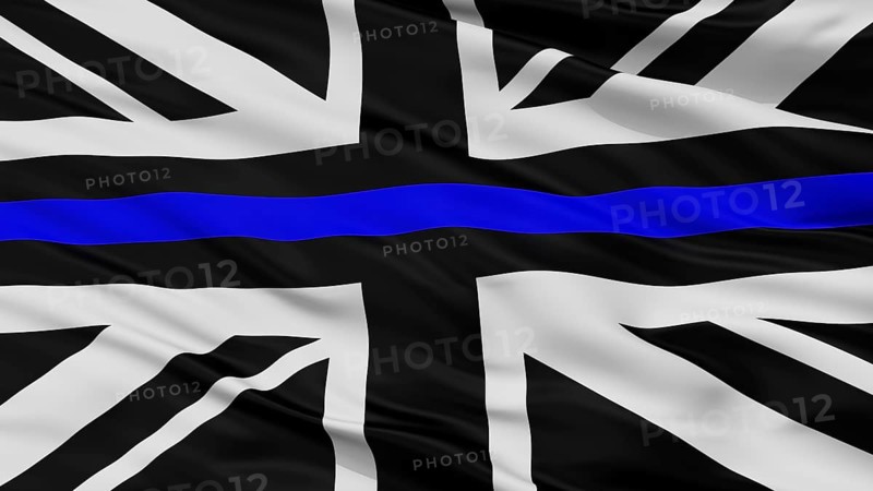 Union Jack Thin Blue Line Flag, Close Up View
