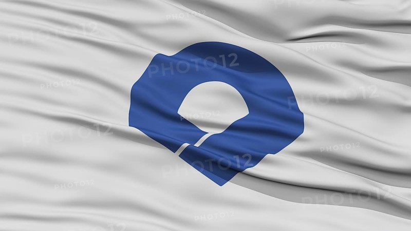 Closeup Wakayama Japan Prefecture Flag, Waving in the Wind, High Resolution