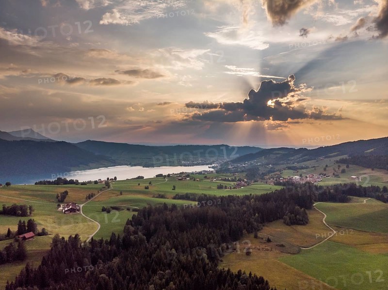 Central Switzerland from the air. Taken at sunset