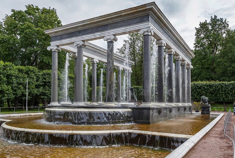 Lion Cascade in LOwer park in Peterhof, Russia, Europe