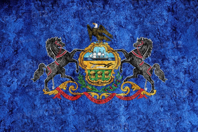 Metallic Pennsylvania state flag, Pennsylvania flag background Metallic texture