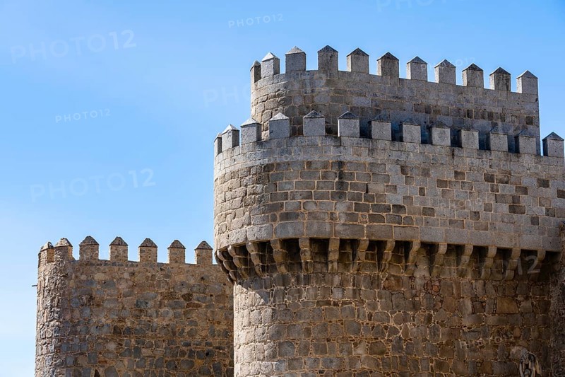 The Roman Walls of Avila a sunny summer day. Spain