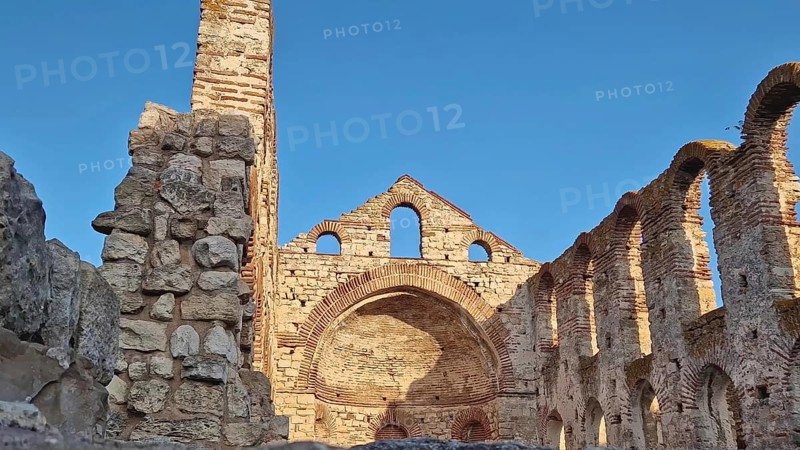Hagia Sophia medieval Church ruins, The Old Bishopric in the old town of Nessebar, UNESCO world heritage in Bulgaria, ancient Mesembria settlement