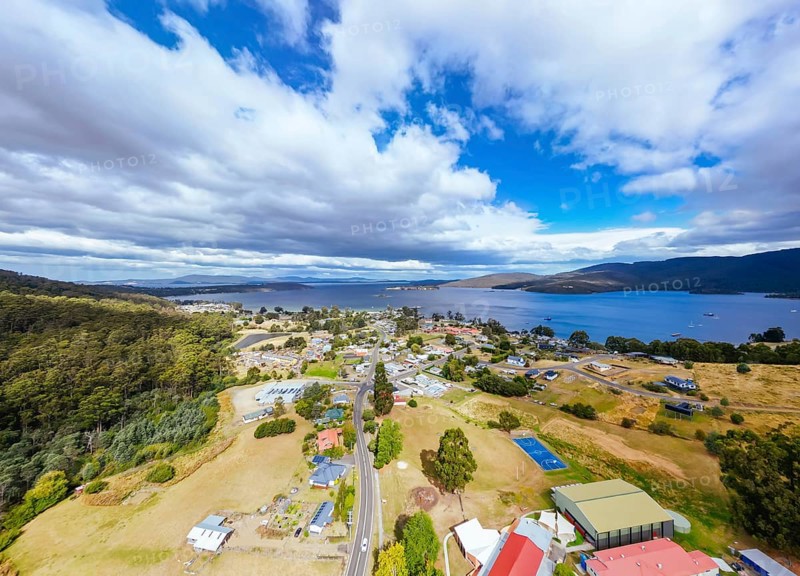 DOVER AUSTRALIA, FEBRUARY 25, 2024: Views of the quaint town of Dover on the Southern Peninsula in Huon Valley, Tasmania, Australia, Oceania