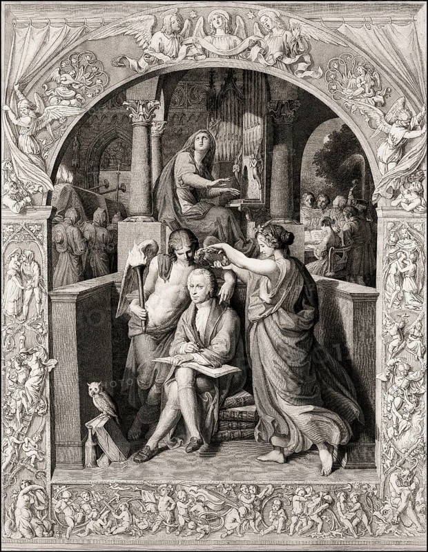 Glorification of Wolfgang Amadeus Mozart, 1756 – 1791, composer of classical music, First Viennese School, digitally edited