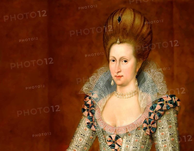Anne of Denmark, 1574 - 1619, wife of James VI and I, James Charles Stuart, 1566 – 1625, King of England, digitally edited