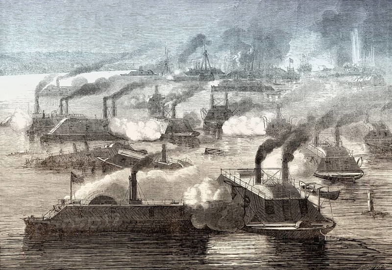 The First Battle of Memphis, Mississippi River, near the city of Memphis, Tennessee on June 6, 1862
