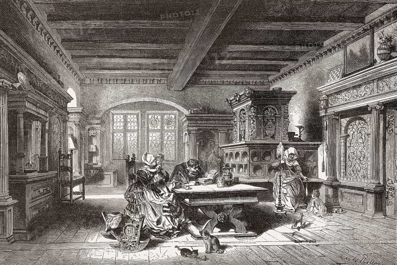 Living room of a patrician family, Nuremberg, Germany, Europe, 16th century, Europe