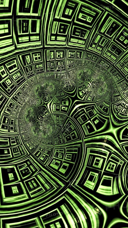 Curved grid - abstract computer-generated image. Fractal geometry: curved, distorted rectangular cells. Vertical technology background or desktop wallpaper