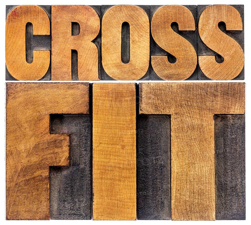 Crossfit word abstract - isolated text in letterpress wood type