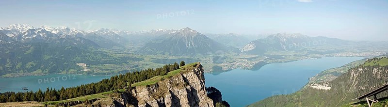 View of Lake Thun and the Bernese Alps from the Niederhorn, Niederhorn, Bernese Oberland, Switzerland Thun, Switzerland, Europe