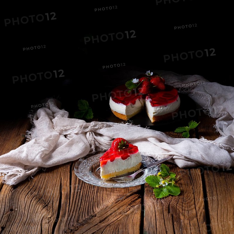 Delicious strawberry cream cheese tart with sponge base
