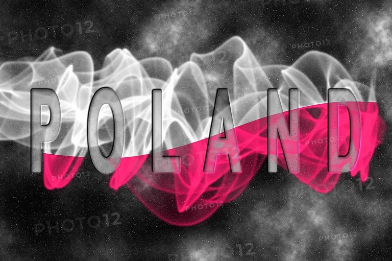 Poland Flag with Starry Background Smoke Effect