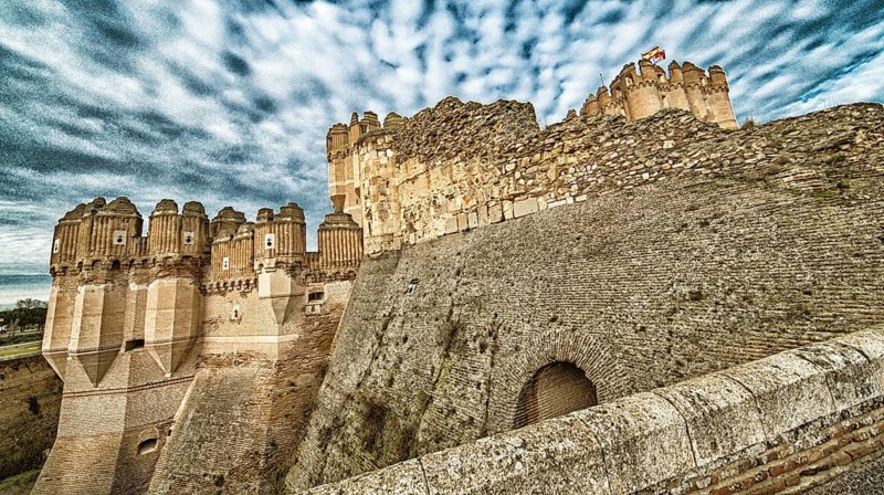 Castle of Coca, 15th Century Gothic Mudejar Style, Spanish Mudejar Brickwork, Village of Coca, Segovia, Castilla y León, Spain, Europe