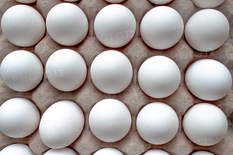 Close up, Top view of a Package Cardboard Egg Holder Egg Tray with eggs