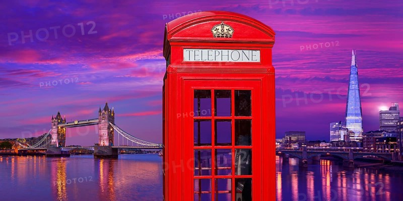 London photomount with telephone box and Icon landmarks