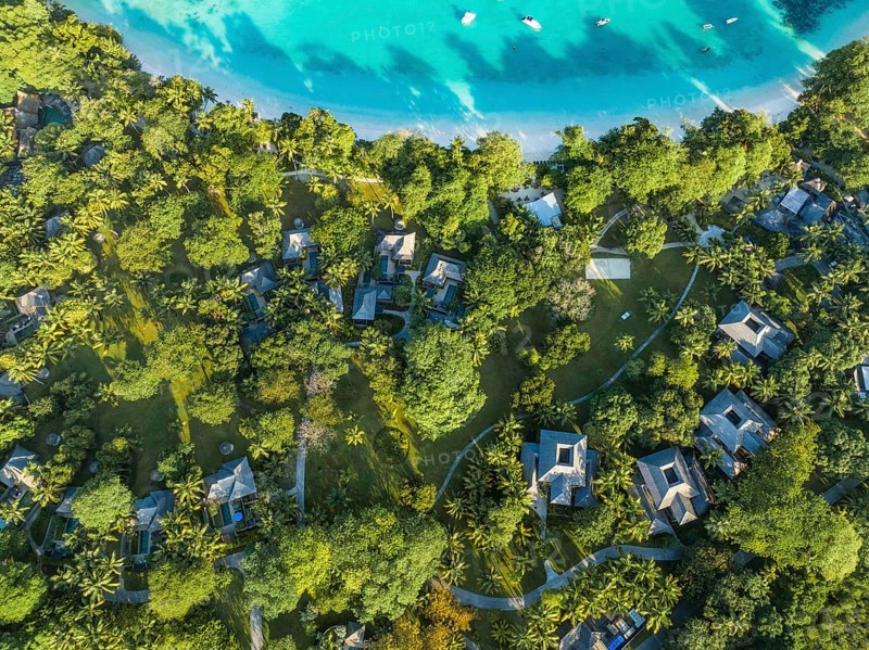 Aerial View, seychellen, Mahe, Port Glaud and Port launay Beach, Port Glaud, Seychellen