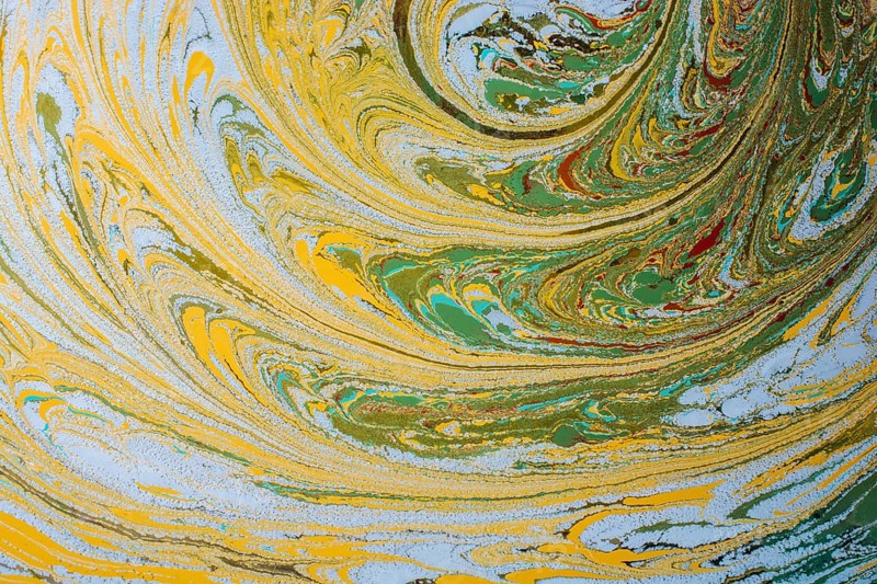 Beautiful abstract art of Ebru marbling painting techniques on water with acrylic paints