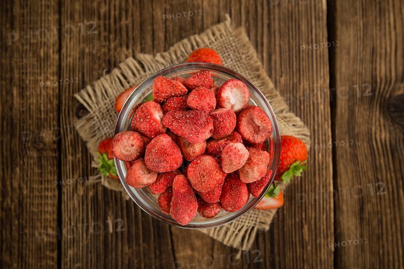 Portion of fresh Dried Strawberries close-up shot, selective focus