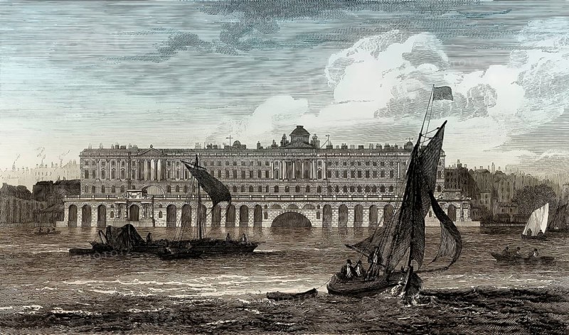 Somerset House, from River Thames, Westminster, London, UK