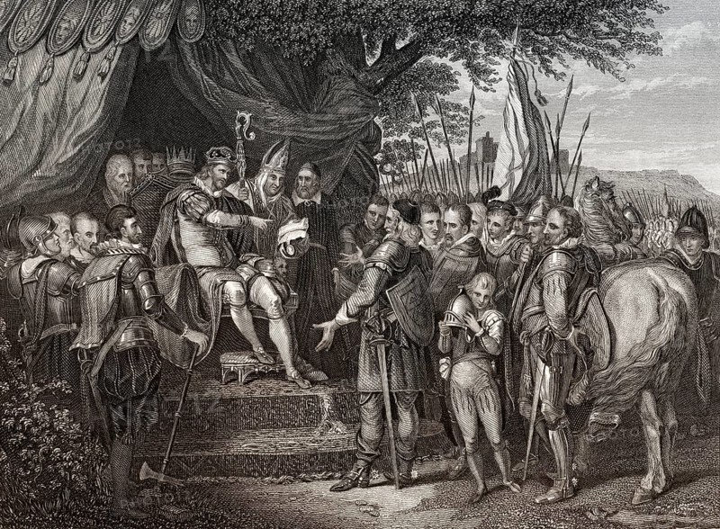 John oder John Lackland, 1166-1216, König von England, Unterzeichnung der Magna Carta, 1215